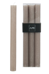 6 Candele grigio tortora lunghe: candele di cera colorate J Line - 93335